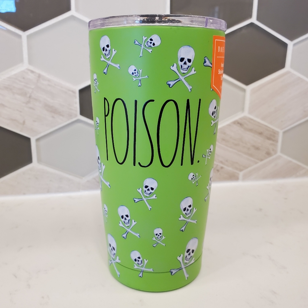 Rae Dunn “Poison” Insulated Stainless Steel Tumbler Green w/ Black Lettering